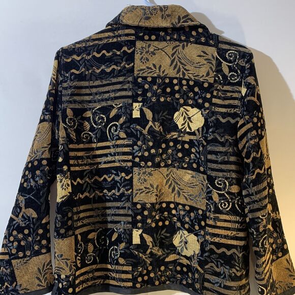 Coldwater Creek Tapestry Jacket Blazer Black Brown Womens Size Small Medium Fall - Picture 4 of 6